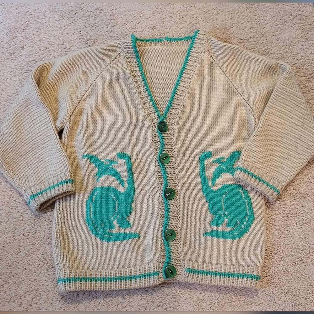 Handmade DINOSAUR cardigan Boys Or Girl 3T